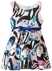 Girls General Print Polyester Stretchy Belted  Dress