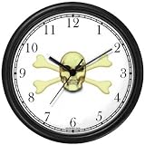 Skull and Crossed Bones or Cross Bones - Pirate Theme - JP Wall Clock by WatchBuddy Timepieces (Slate Blue Frame)