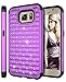 S6 Case, Galaxy S6 Case, Style4U Galaxy S6 Studded Rhinestone Crystal Bling Hybrid Armor Case Cover for Samsung Galaxy S6 with 1 Style4U Stylus [Purple/Black]