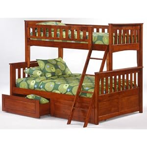 Newport Twin over Full Bunk Bed plus Understorage Unit with Cherry Finish by Bunksnstuff