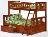 Newport Twin over Full Bunk Bed plus Understorage Unit with Cherry Finish