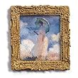 Woman with Parasol - Gold Frame Magnet with pop-out easel (2-3/4" x 2-1/2")