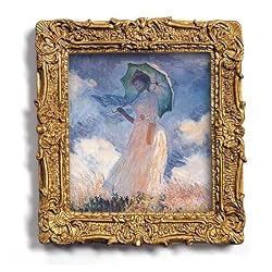 Woman with Parasol - Gold Frame Magnet with pop-out easel (2-3/4" x 2-1/2")
