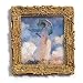 Woman with Parasol - Gold Frame Magnet with pop-out easel (2-3/4