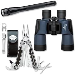 Outdoor Set 17, bestehend aus: Leatherman Charge TTi inklusive Lederholster, Mag-LED Mini LED 2AA schwarz inklusive Batterien; Trailite Optics Aquanaut 7x50 Fernglas