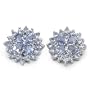 2.35 Carat Genuine Tanzanite Pears & Round Cluster Earrings