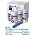 Steinbach 00-70270 Starterset Chlor, Aquacorrect, 1 kg Chlortabs 200 g, 1 kg Chlorgranulat, 1.5 kg pH-Minus, 1 l Algezid, 1 Testkit pH/Cl, 1 Thermometer, Anleitung