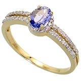 14kGoldRing,w/0.67TotalCaratBrilliantCutDiamonds&6x4mmOvalCutTanzaniteStone,1/4