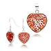 Bling Jewelry Sterling Silver Red Murano Glass Heart Millefiori Flower Jewelry Set Earrings Pendant