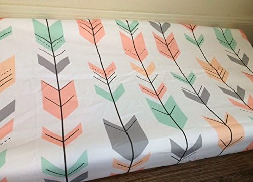 Dwler Changing Pad Cover Mint Coral Blush Gray Arrows Feathered Arrows