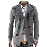 DoubljuMensDoublePEAWoolHalfTrenchCoatGRAY(868)(L/USMedium)