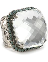 Sorrelli "Aegean Sea" Crystal Checkerboard Cube Adjustable Ring
