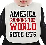 America Running The World Since 1776 Funny Slogan ネクタイを有する有機ビブ Medium
