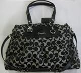 Coach Signature Ashley Sateen Carryall Business Satchel Bag Purse Tote 15510 Black White