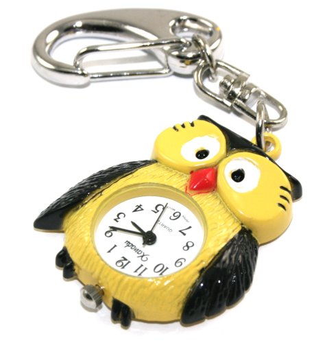 Yellow & Black Owl Key Chain Watch with Clip