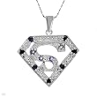 Necklace With 1.64ctw Precious Stones - Genuine Sapphires and Tanzanites Beautifully Designed in 925 Sterling silver. Total item weight 10.5g Length 17.5in