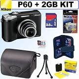 Nikon Coolpix P60 8.1MP Digital Camera (Black) + 2GB Accessory Kit