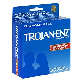 Trojan-Enz Latex Condoms, Spermicidal Lubricant, 36-Count Box