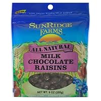 Sunridge Farms Milk Chocolate Raisins, 9-Ounce Bags (Pack of 6)