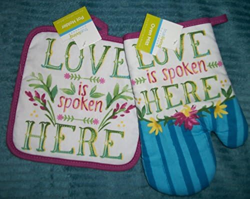 "Love is Spoken Here" Oven Mitt and Pot Holder