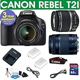 CANON REBEL T2I DIGITAL CAMERA BODY + CANON 18-55 IS LENS + CANON 75-300 ZOOM LENS + 8GB MEMORY CARD + HOLSTER CASE + EXTRA BATTERY + 6 PIECE STARTER KIT + 3 YEAR CELLTIME WARRANTY
