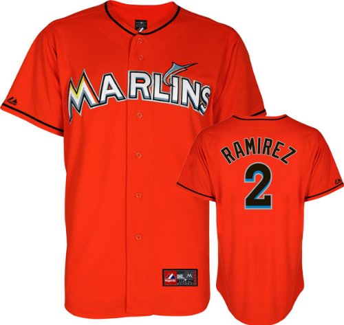 Hanley Ramirez Jersey: Youth Miami Marlins #2 Alternate Firebrick Replica Jersey