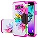 Galaxy Luna Case, Galaxy Express 3 Case, Galaxy Amp 2 Case, J1 2016 Case [Shock/Impact Resistant] Hybrid Dual Layer Defender Protective Case Cover for Galaxy Amp 2 / Luna / Express 3, Pink Sun Flower
