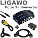 LIGAWO PC TV Konverter - NEU! - ganz einfach Pc/ Laptop mit Tv verbinden - mit Scart Adapter, Cinch Kabel, S-Video Kabel, VGA Kabel, USB Stromkabel - VGA zu S-Video/ Composite Konverter Adapter Wandler