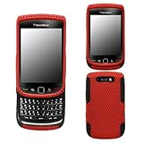 Red Black 2 in 1 Hybrid Rubber Plastic Skin Case Cover for Blackberry Torch ....
