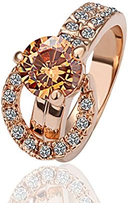 Yellow Cubic Zirconia CZ Finger Rings 18K Rose Gold Plated WA000934 (7)
