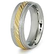 7.5mm Stainless Steel Men's Ring with Gold Plated Center (Sizes 8-12)
