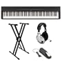 Yamaha P Series P35B 88-Key Digital Piano in Black + Double X-Style Keyboard Stand, Stereo Headphones & Piano Style Sustain Pedal
