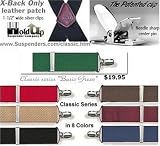 Dark Green Hold-up Suspenders X-back with Silver Clips