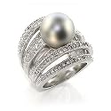 Jewelry - Smokey Quartz Synthetic Stone Pearl Ring