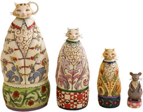 Jim Shore SET OF 4 FOUR CATS NESTING BOXES 4012459 NIB