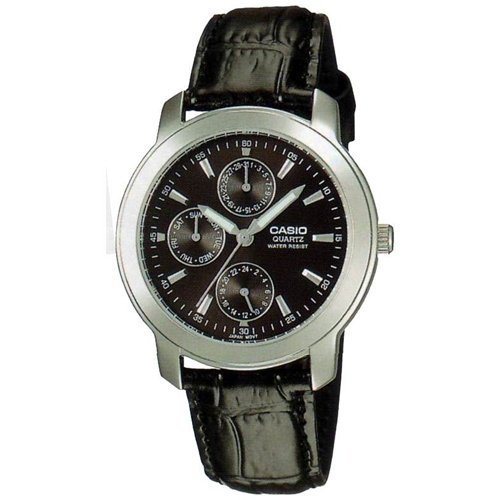Casio Men's MTP1192E-1A Black Leather Quartz Watch with Black Dial