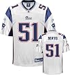 Jerod Mayo Jersey: Reebok White Replica #51 New England Patriots Jersey