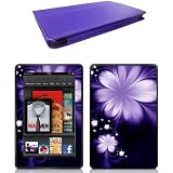 Mochie (tm) Genuine Leather Bold Standby Pouch Case Cover Jacket for Amazon Kindle Fire Tablet (Purple) + Skin Accessory Combo