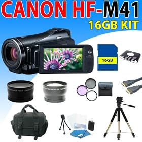 Canon Vixia Hf M41 Hf-m41 Hfm41 Flash Memory Camcorder + 16gb Sdhc Memory, 3 Extra Lens, Camcorder Case, Aluminum Tripod & More (16gb Kit)