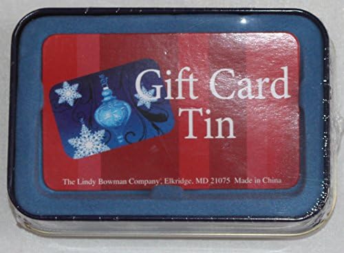 Lindy Bowman Christmas Holiday Gift Card Tin Box (Blue Ornament Snowflakes)