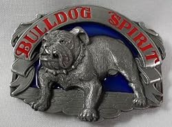 Bull Dog Spirit Enamel Pewter Belt Buckle