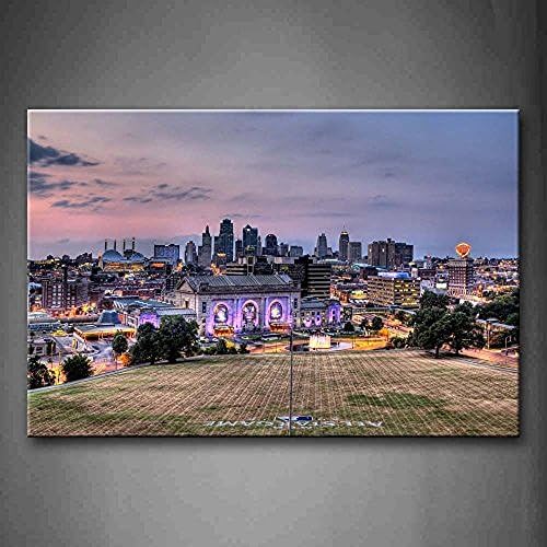 Bling Decor Buildings Of Kansas City With Wide Square Wall Art Painting Pictures Print On Canvas City Picture For Room
