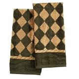 Holiday Green and Gold Diamond Hand Towel - Set of 2