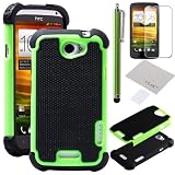 51Ma4Yk3NZL. SL160  Pandamimi ULAK(TM) Green & Black Combo Hard Case Cover Soft Gel Skin for HTC One X S720e with Screen Protector and Stylus