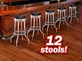 IMAGE OF MAN CAVE 12 Chrome Black Extra Strong Restaurant Strong Swivel Barstools