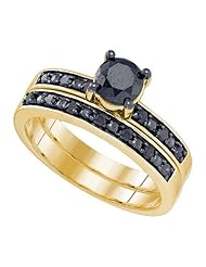 1.05CTW BLACK DIAMOND MICRO-PAVE BRIDAL SET
