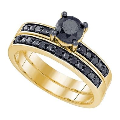 Cheap Girls Jewelry 1.05CTW BLACK DIAMOND MICRO-PAVE BRIDAL SET For Sale