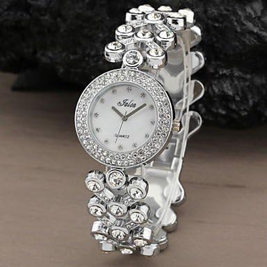 Watch Shout Women's Casual Round Dial Silver Rhinestone Crystal Ladies Bracelets Quartz Analog Watch (Assorted Color)