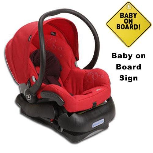 Maxi-Cosi Mico IC099INT Infant Car Seat w Baby on Board Sign - Intense Red