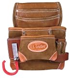 BucketBoss 88823 U.S. Leather 4 Tier Nail Bag with Meat Hook